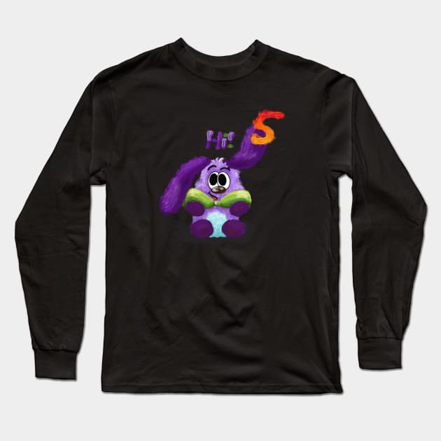 Hi-5, high five cartoon, funny and cute puppy Long Sleeve T-Shirt by LuArt Gallery